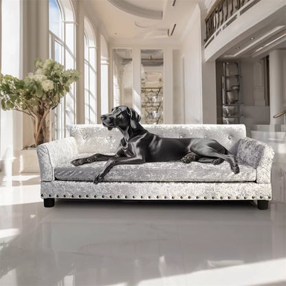 Large Leather Velvet Dog Sofa Lounge Bed( Grey)