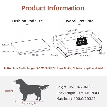 Large Microfiber Leather Velvet Dog Sofa Lounge Bed( Grey)