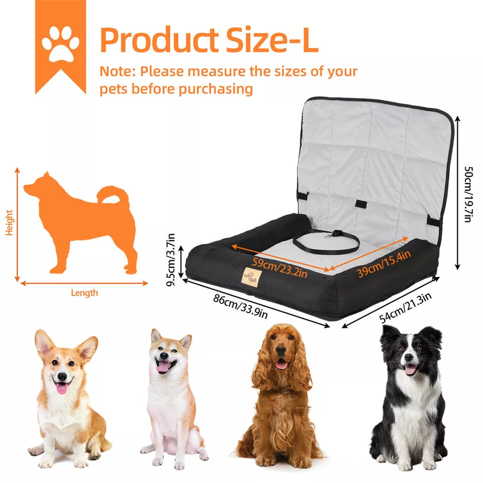 Waterproof Dog Car Seat Bed with Safety Belt