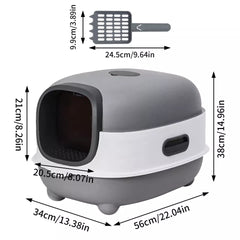 Hooded Cat Litter Box with Scoop