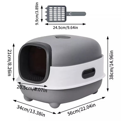 Hooded Cat Litter Box with Scoop