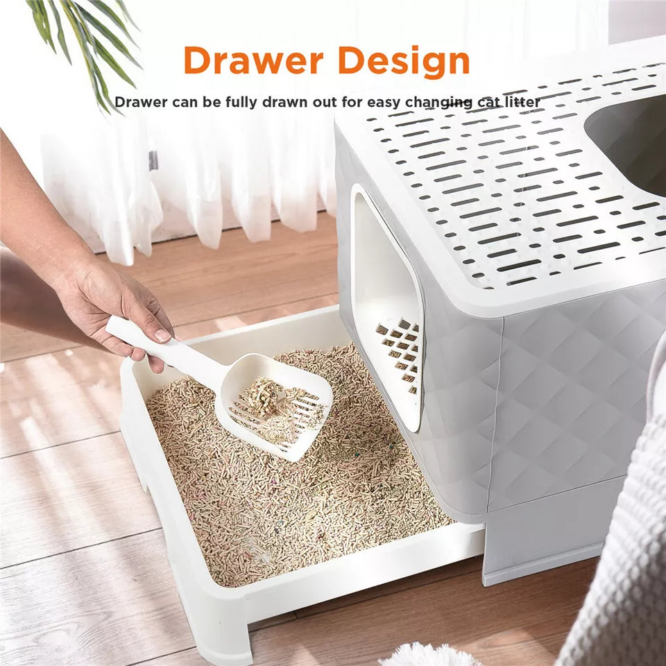 Large Hooded Cat Litter Box with Enclosed Top