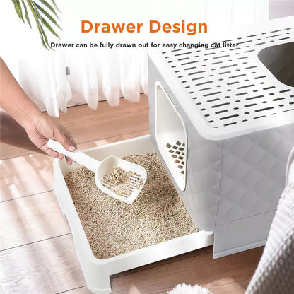Large Hooded Cat Litter Box with Enclosed Top