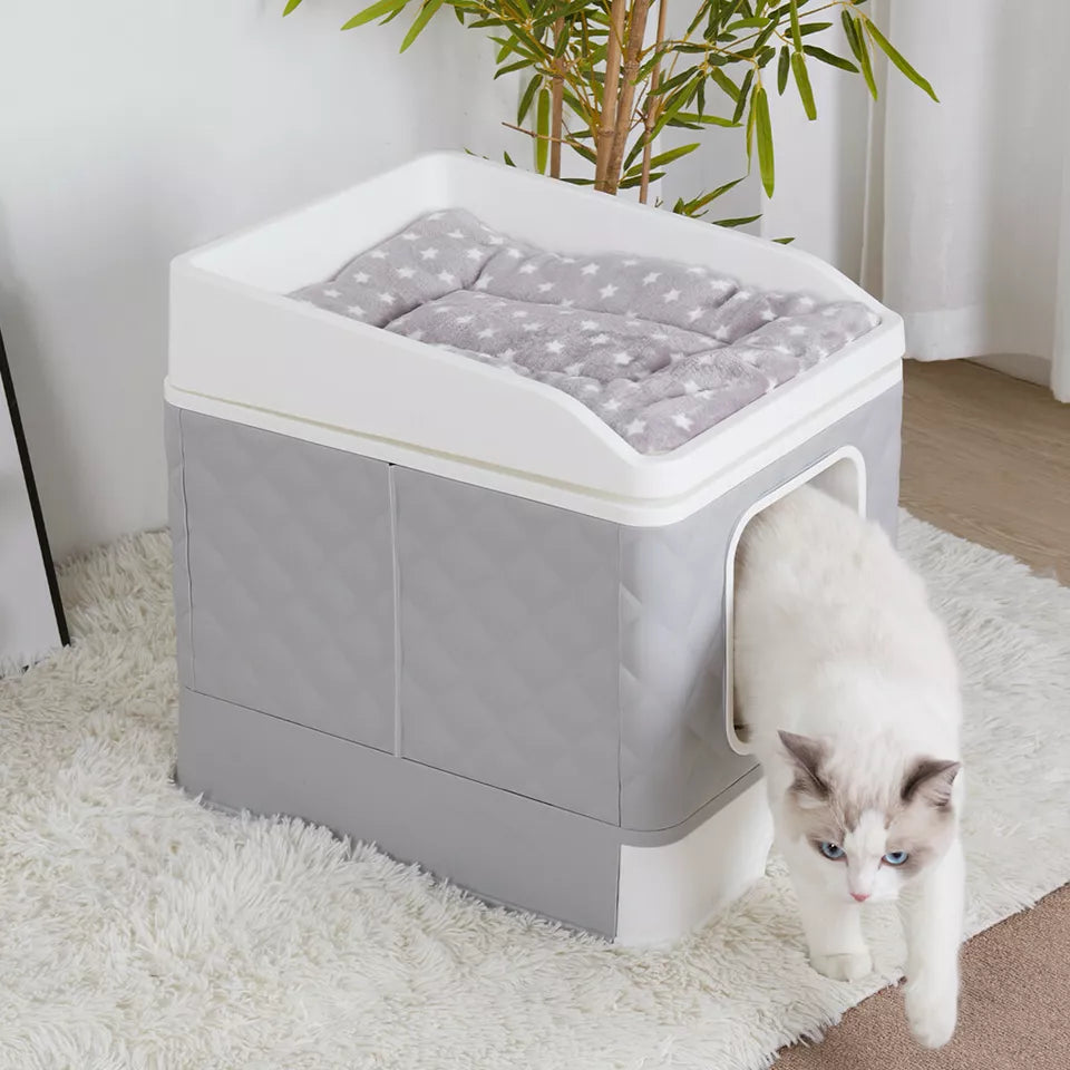 Large Hooded Cat Litter Box with Enclosed Top