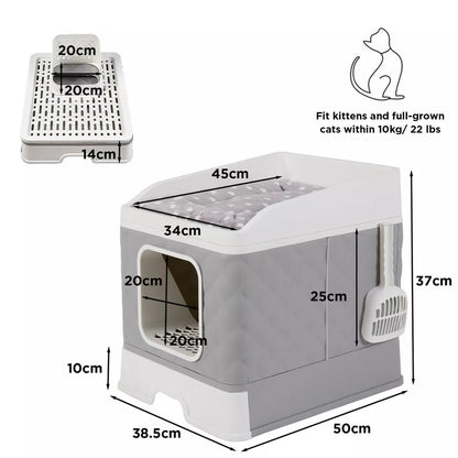 Large Hooded Cat Litter Box with Enclosed Top