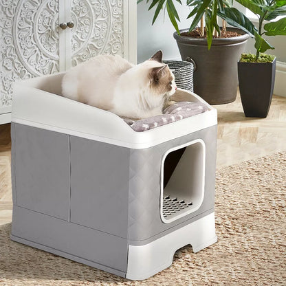 Large Hooded Cat Litter Box with Enclosed Top