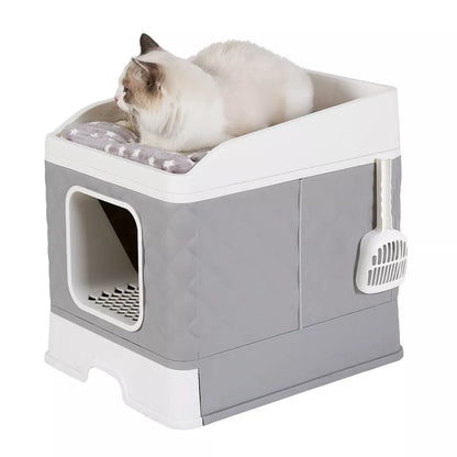 Large Hooded Cat Litter Box with Enclosed Top