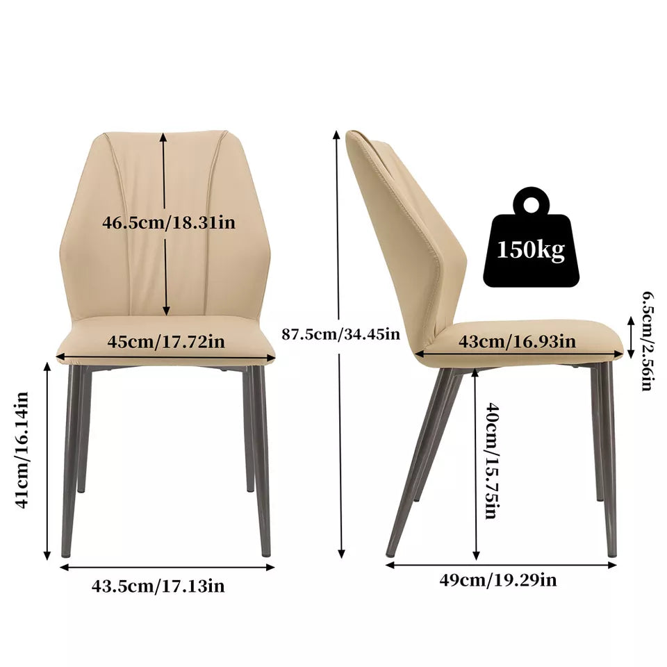 2PCS Luxury Leather Kitchen Dining Chairs