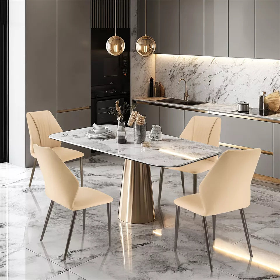2PCS Luxury Leather Kitchen Dining Chairs