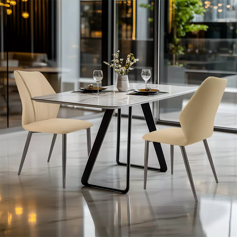2PCS Luxury Leather Kitchen Dining Chairs