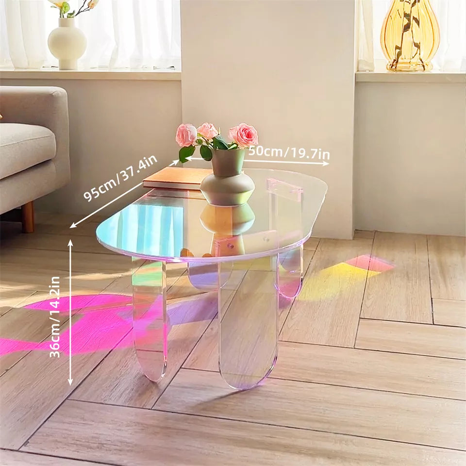 Iridescent Acrylic Rainbow Side Table