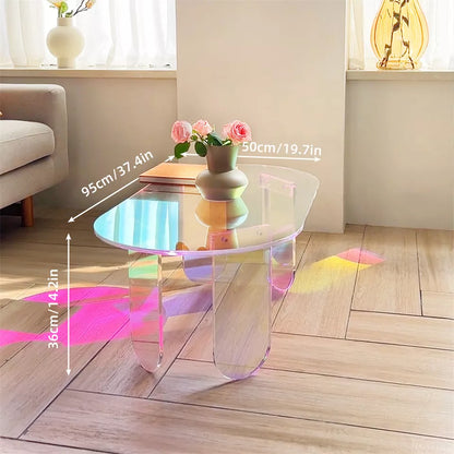 Iridescent Acrylic Rainbow Side Table