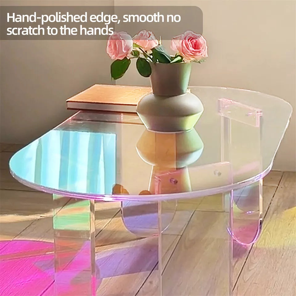 Iridescent Acrylic Rainbow Side Table
