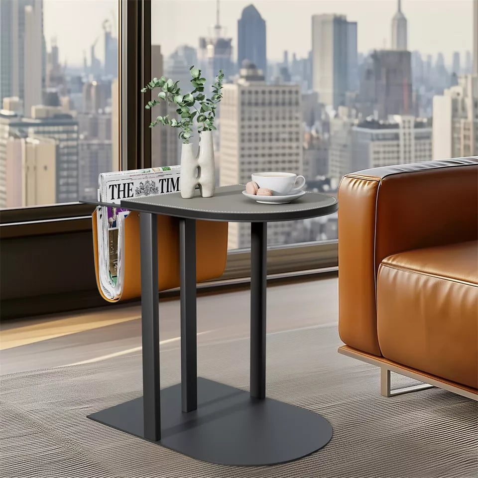 Leather Side Table for Living Room