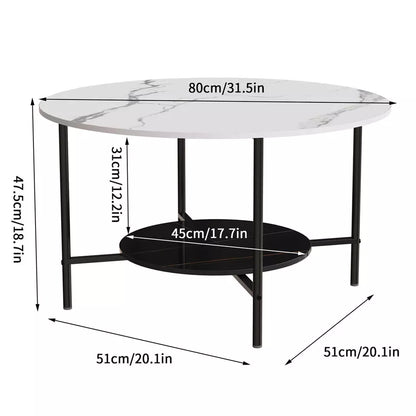Elegant 2-Tier Glossy Marble Coffee Table