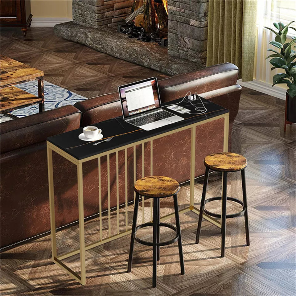 Modern Marble Console Table with Metal Frame