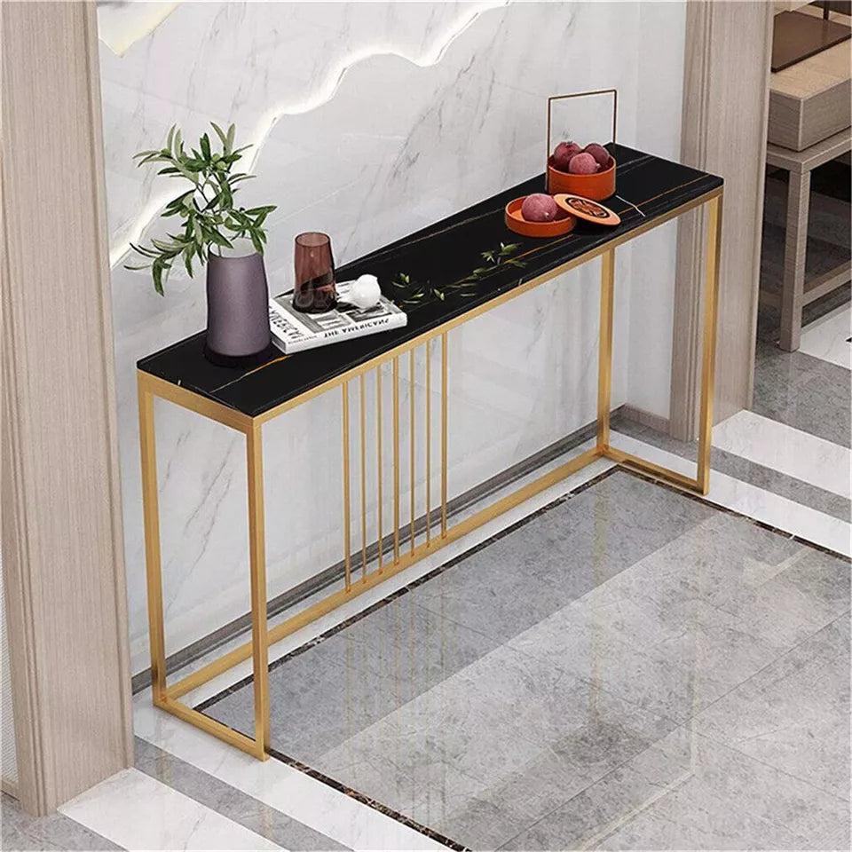 Modern Marble Console Table with Metal Frame