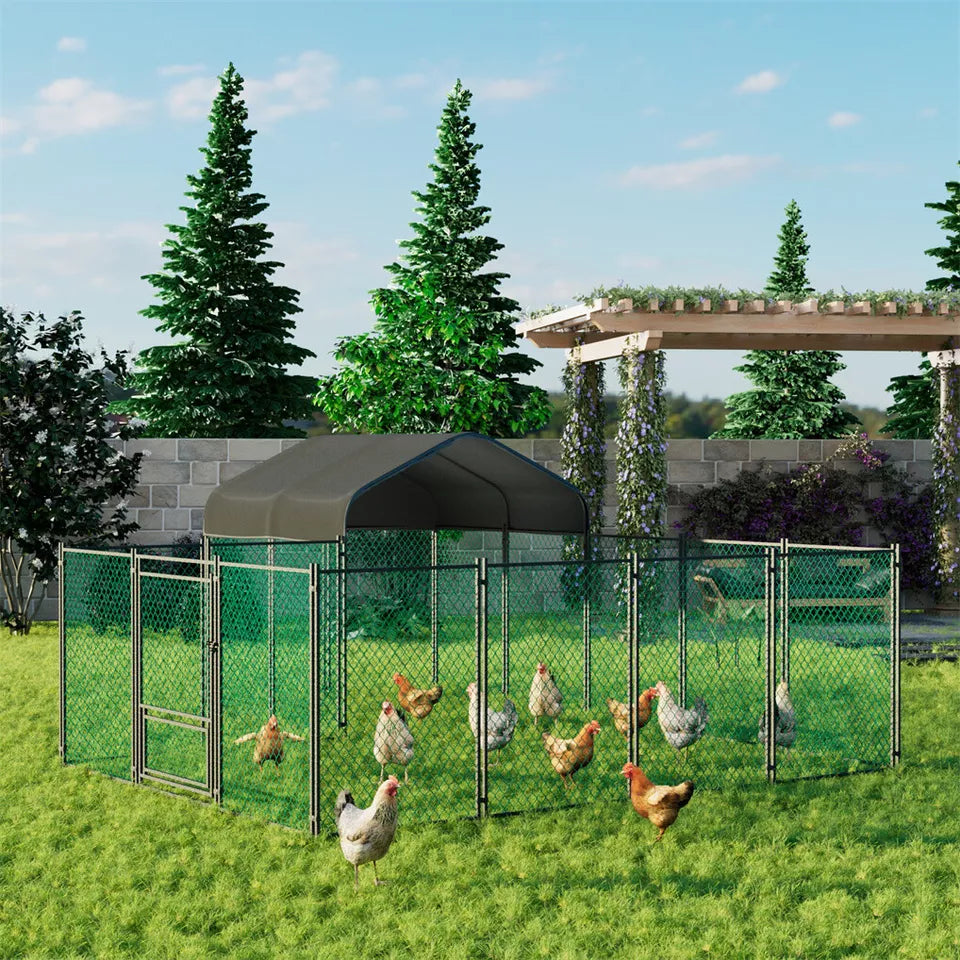 XL Galvanized Metal Chicken Coop Walk-In Cage