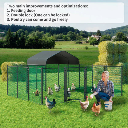 XL Galvanized Metal Chicken Coop Walk-In Cage