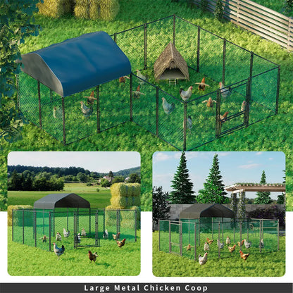 XL Galvanized Metal Chicken Coop Walk-In Cage