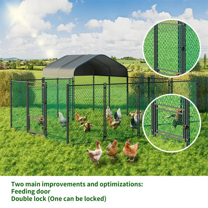 XL Galvanized Metal Chicken Coop Walk-In Cage
