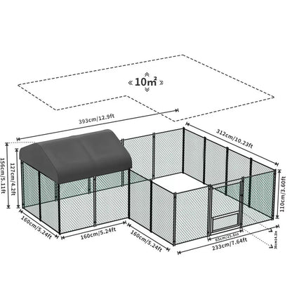 XL Galvanized Metal Chicken Coop Walk-In Cage