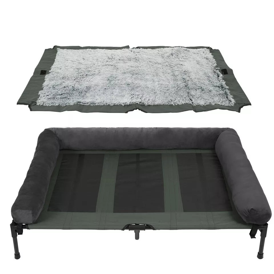 Oversized Cooling Elevated Dog Bed with Bolster Lounger