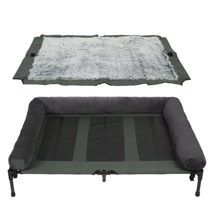Oversized Cooling Elevated Dog Bed with Bolster Lounger