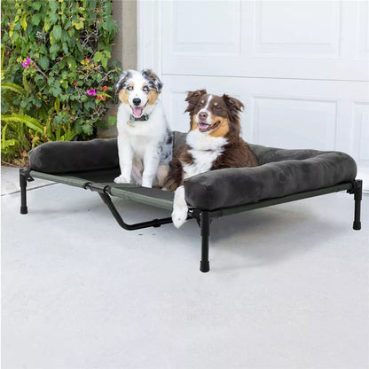 Oversized Cooling Elevated Dog Bed with Bolster Lounger