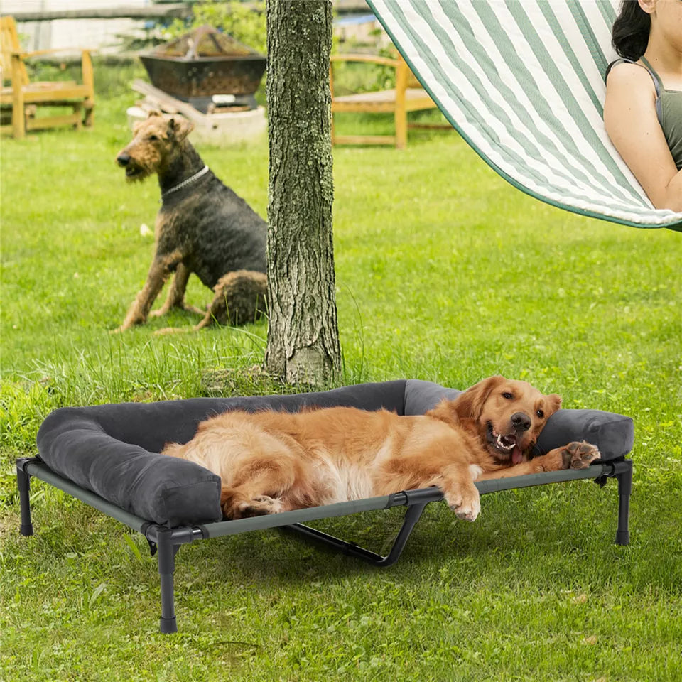 Oversized Cooling Elevated Dog Bed with Bolster Lounger