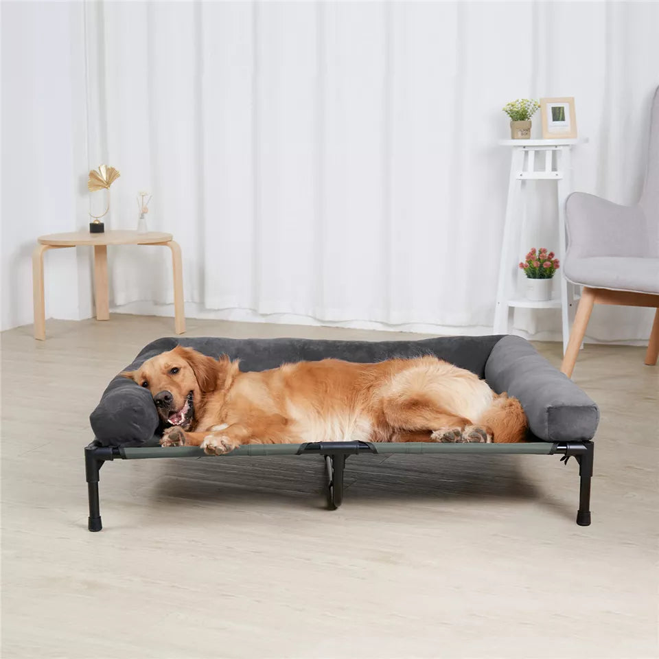 Oversized Cooling Elevated Dog Bed with Bolster Lounger