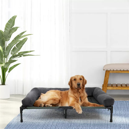 Oversized Cooling Elevated Dog Bed with Bolster Lounger