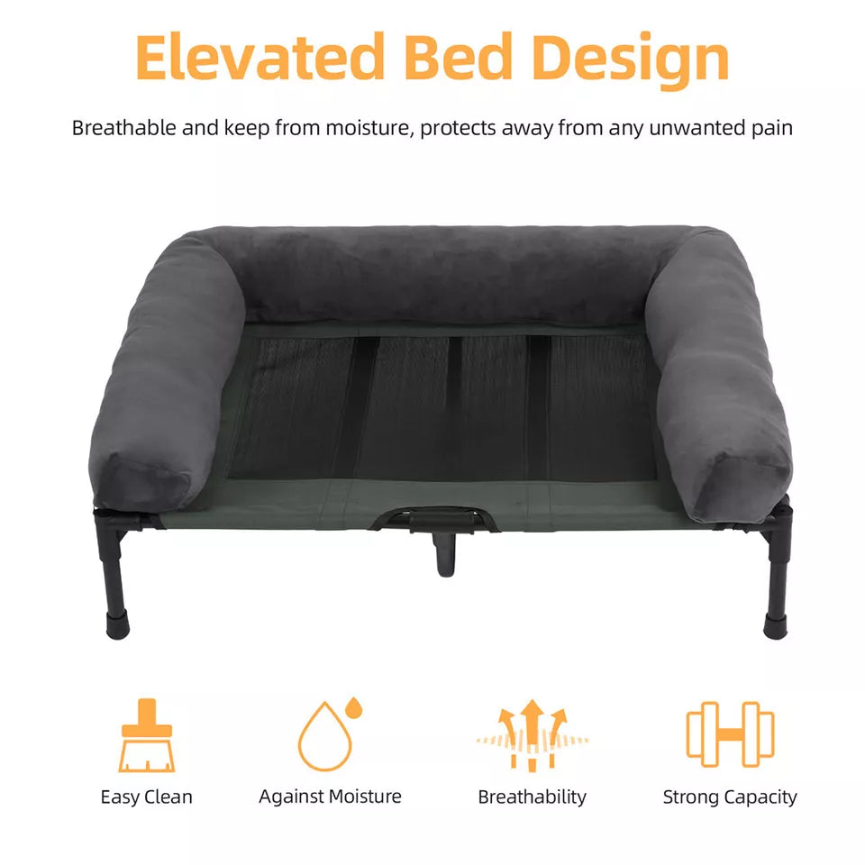 Oversized Cooling Elevated Dog Bed with Bolster Lounger