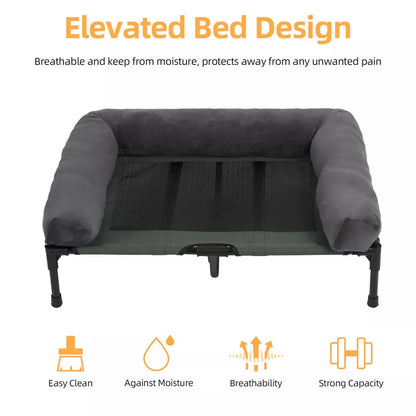 Oversized Cooling Elevated Dog Bed with Bolster Lounger