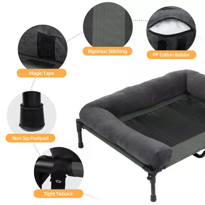 Oversized Cooling Elevated Dog Bed with Bolster Lounger