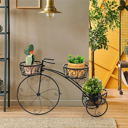 Metal Bicycle Flower Pot Stand for Patio & Garden