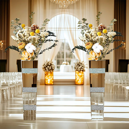 Elegant Standing Vase with Crushed Diamond and Mirror Look