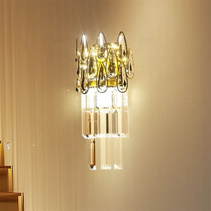 Gold Crystal Wall Sconce with Adjustable Lighting