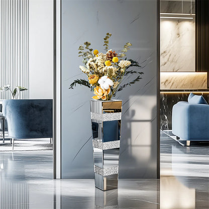 Elegant Standing Vase with Crushed Diamond and Mirror Look