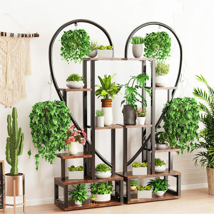 Half Heart Shape 6-Tier Indoor Outdoor Plant Stand