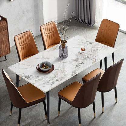 Glossy Jade Sintered Stone Dining Table With Sleek Black Steel Base