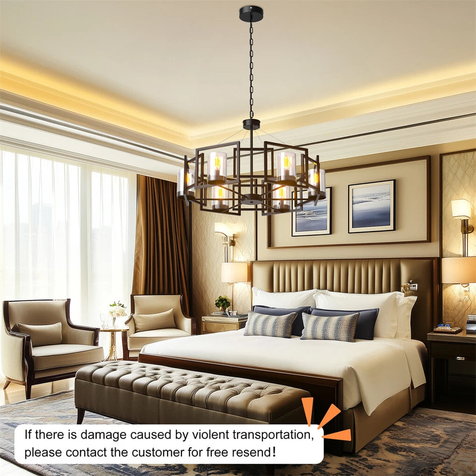 Elegant Black 6 Light Rustic Farmhouse Chandelier