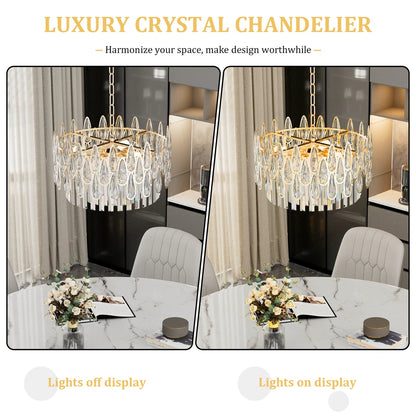 40cm Round Crystal Chandelier with Warm Glow
