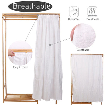 6 Tier Dustproof Bamboo Garment Clothes Rack Storage Shelves Closet Stand 4 Grid