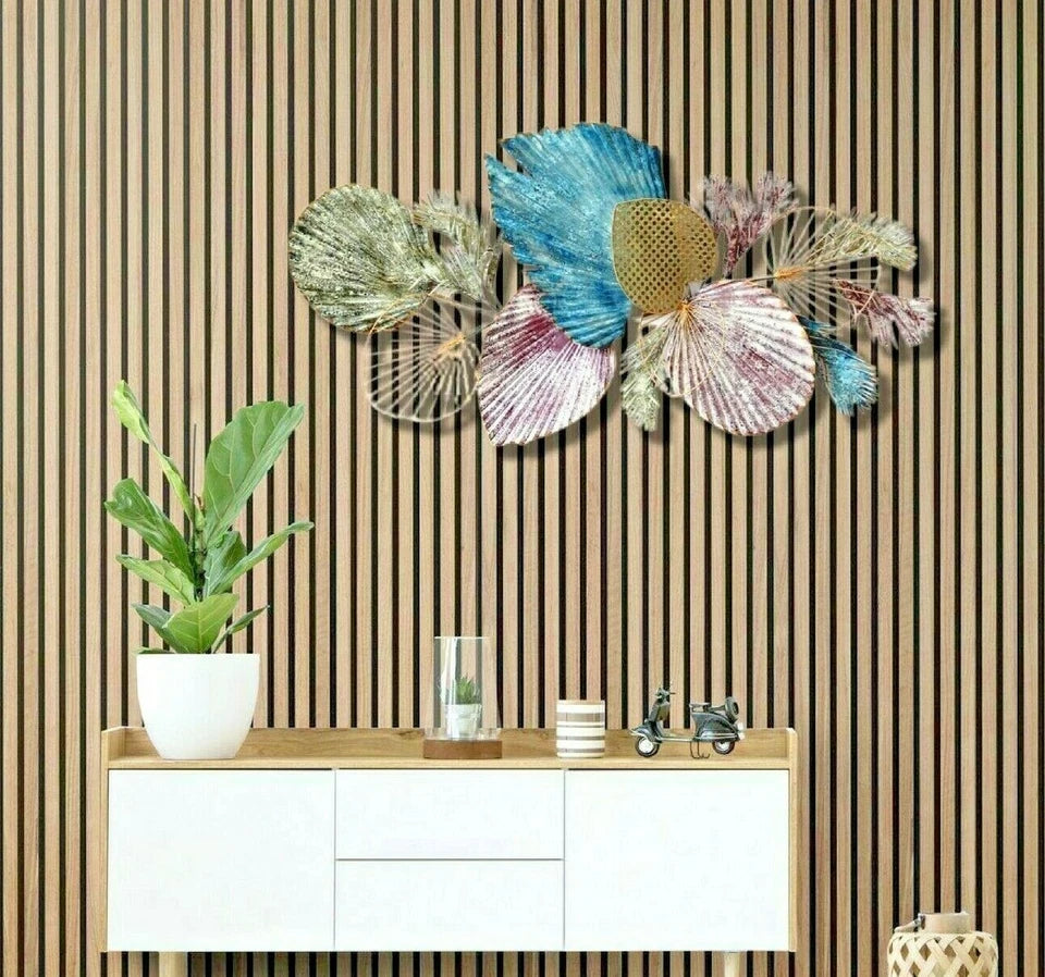 Purple Leaf Metal Wall Art with Leaf Design for Indoor and Outdoor Decor