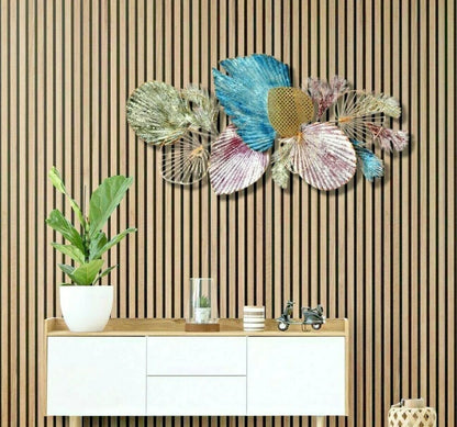 Purple Leaf Metal Wall Art with Leaf Design for Indoor and Outdoor Decor