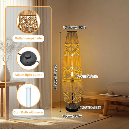 Natural Rattan Handcrafted LED Floor Lamp 93.5cm