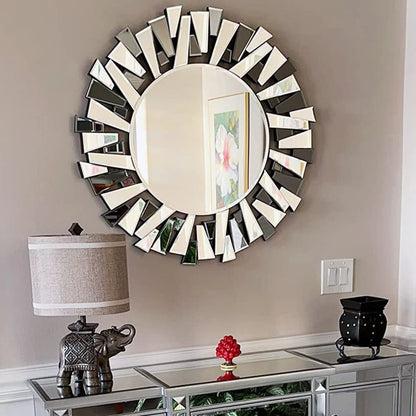 Large Round Wall Mirror for Living Room Decor