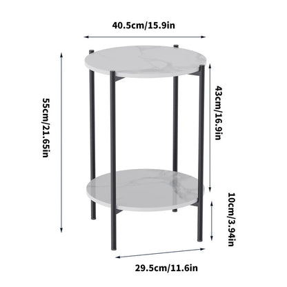 High Gloss Marble Top End Table Coffee Side Table W Rustproof Solid Iron Frame