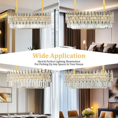 80cm Gold Crystal Chandelier with 3 Light Settings